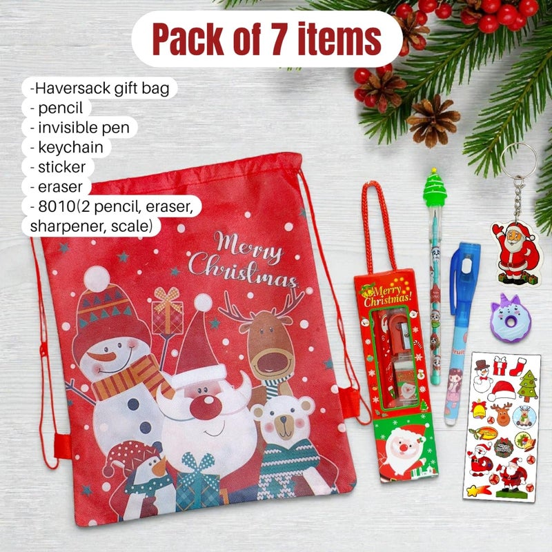 AMYCAUR Merry Christmas Stationery Combo Gift for Kid, Cute School Stationery Gift Combo, Secret Santa Party Return Gift for Kids Stationery Items, New Year Christmas Goody Gift Set (Pack of 7 Items) - Image 4