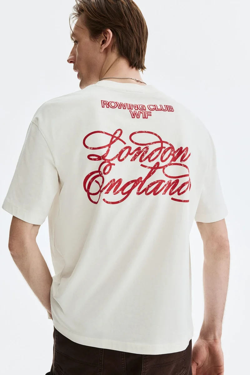 H&M  Loose Fit Printed T-shirt for Men | Best Price UAE