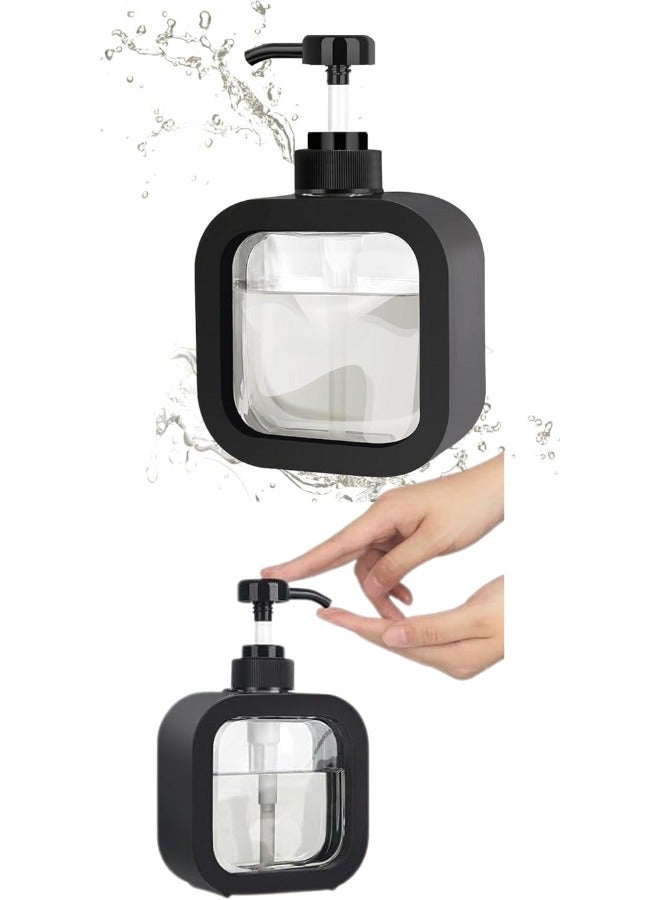 500ml Hand wash Dispenser Bottle Refillable Soap Dispenser for Bathroom Kitchen Hand Soap Dish Soap Shower Gel Shampoo Lotion Liquid Dispenser Empty Bottle Pack of 1 (Black) - Image 2