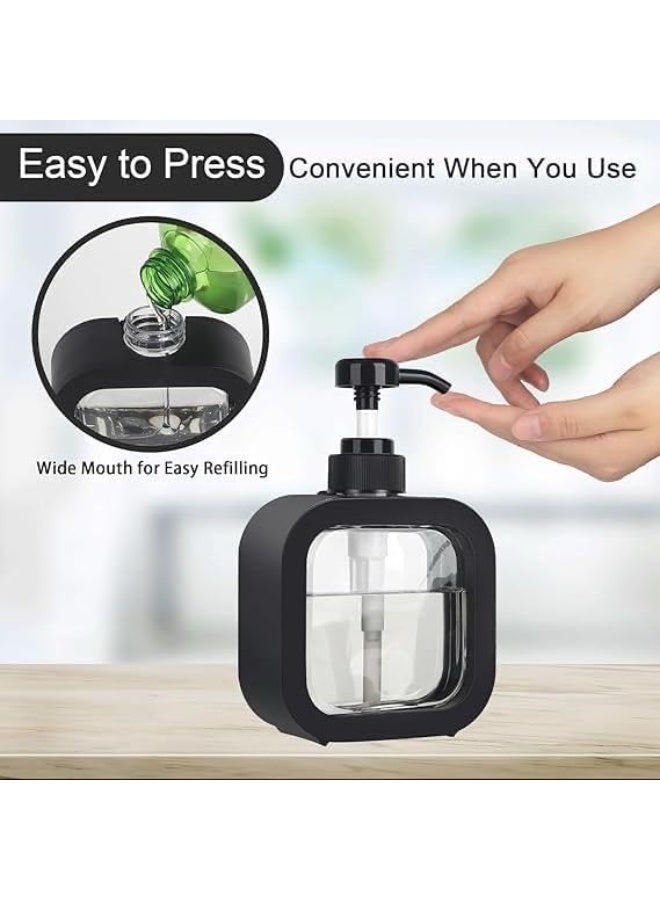 500ml Hand wash Dispenser Bottle Refillable Soap Dispenser for Bathroom Kitchen Hand Soap Dish Soap Shower Gel Shampoo Lotion Liquid Dispenser Empty Bottle Pack of 1 (Black) - Image 4