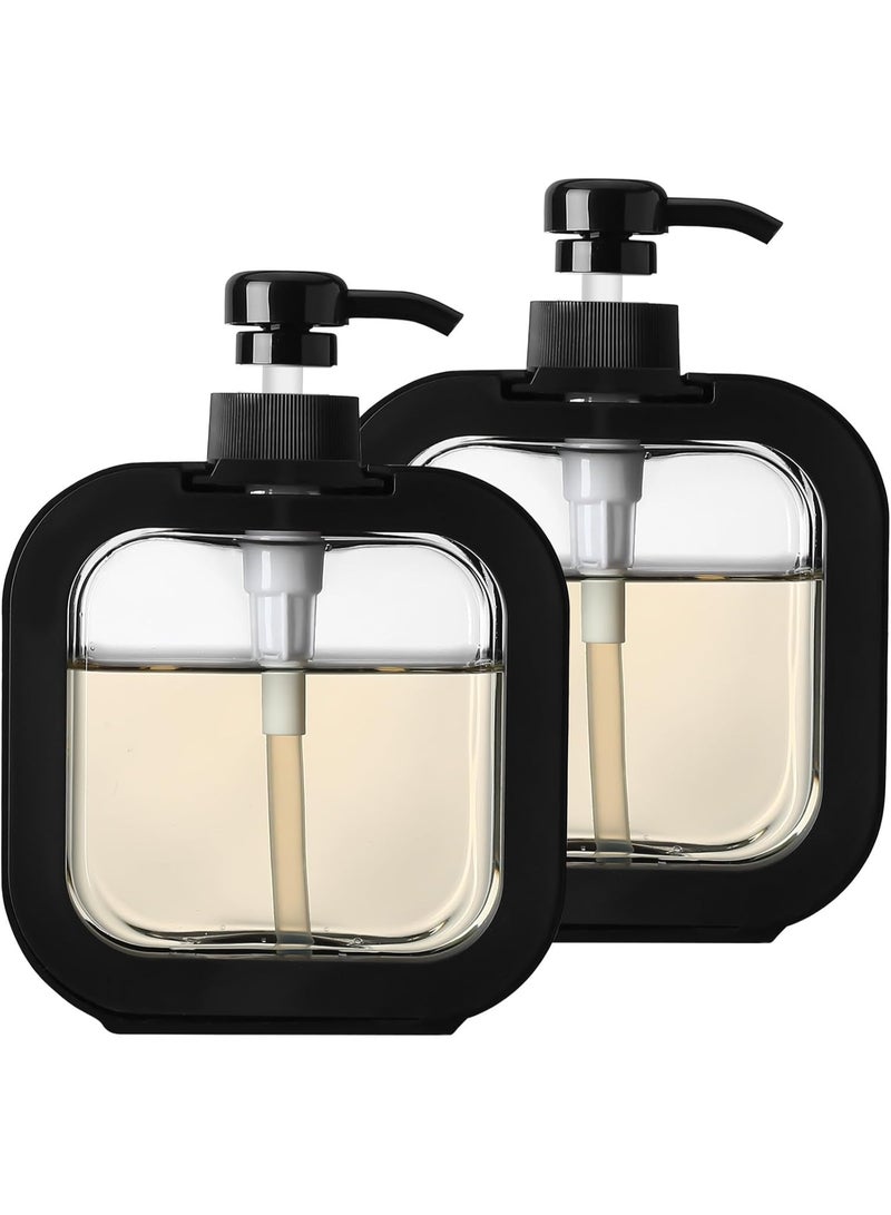 500ml Hand wash Dispenser Bottle Refillable Soap Dispenser for Bathroom Kitchen Hand Soap Dish Soap Shower Gel Shampoo Lotion Liquid Dispenser Empty Bottle Pack of 1 (Black) - Image 1