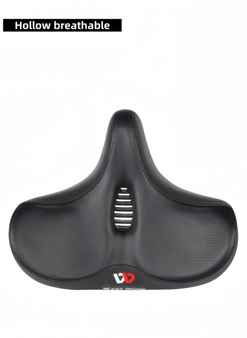 WEST BIKING - Latest Comfortable Cushion Saddle Extra Wide Bike Seat for Men & Women Comfort, Oversized Bicycle Seat Cushion, Comfortable Wing Padded, Stationary Exercise Bike, City Bike, Ebike-Black 33*27 CM - Image 1