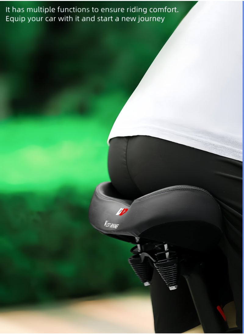 WEST BIKING - Latest Comfortable Cushion Saddle Extra Wide Bike Seat for Men & Women Comfort, Oversized Bicycle Seat Cushion, Comfortable Wing Padded, Stationary Exercise Bike, City Bike, Ebike-Black 33*27 CM - Image 1