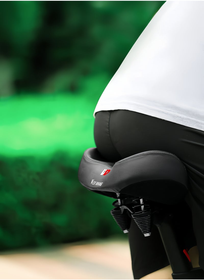 WEST BIKING - Latest Comfortable Cushion Saddle Extra Wide Bike Seat for Men & Women Comfort, Oversized Bicycle Seat Cushion, Comfortable Wing Padded, Stationary Exercise Bike, City Bike, Ebike-Black 33*27 CM - Image 1