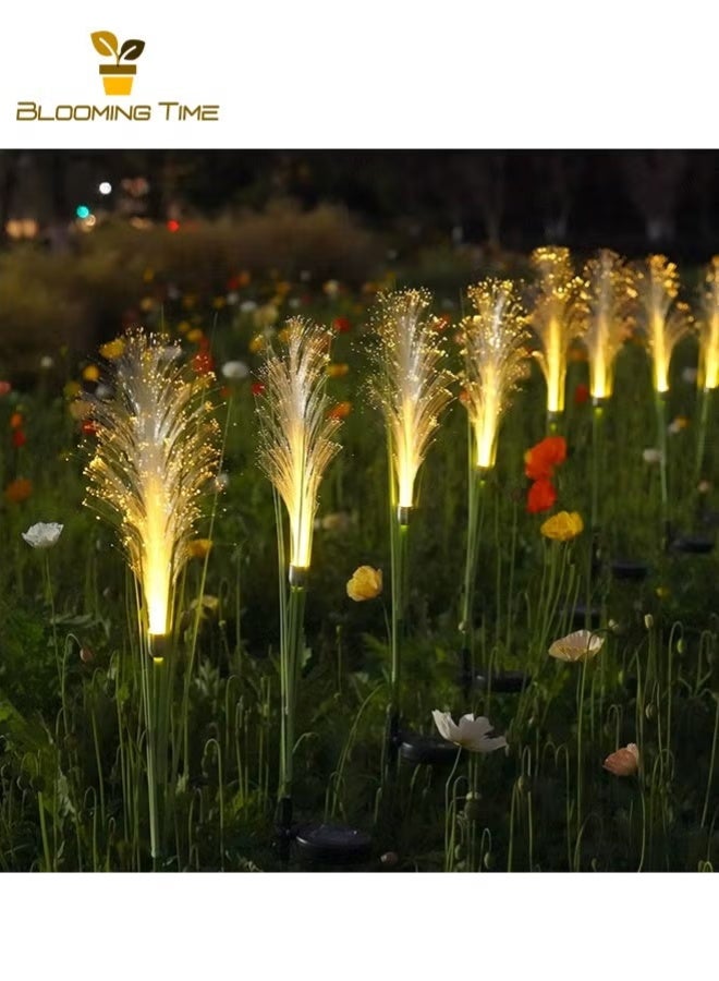 بلومنغ تايم مصباح الألياف البصرية من ريد، قطعتان من مصابيح الزهور للحديقة تعمل بالطاقة الشمسية، مصابيح LED خارجية مقاومة للماء، مصابيح حديقة مزخرفة للأرضيات والحديقة والفناء والمسار والمناظر الطبيعية - Image 1