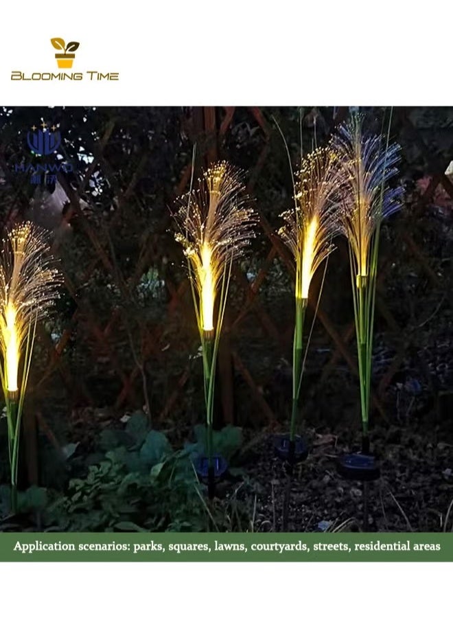 بلومنغ تايم مصباح الألياف البصرية من ريد، قطعتان من مصابيح الزهور للحديقة تعمل بالطاقة الشمسية، مصابيح LED خارجية مقاومة للماء، مصابيح حديقة مزخرفة للأرضيات والحديقة والفناء والمسار والمناظر الطبيعية - Image 2