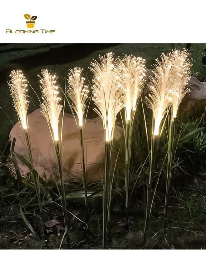 بلومنغ تايم مصباح الألياف البصرية من ريد، قطعتان من مصابيح الزهور للحديقة تعمل بالطاقة الشمسية، مصابيح LED خارجية مقاومة للماء، مصابيح حديقة مزخرفة للأرضيات والحديقة والفناء والمسار والمناظر الطبيعية - Image 4
