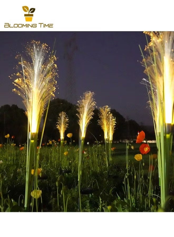 بلومنغ تايم مصباح الألياف البصرية من ريد، قطعتان من مصابيح الزهور للحديقة تعمل بالطاقة الشمسية، مصابيح LED خارجية مقاومة للماء، مصابيح حديقة مزخرفة للأرضيات والحديقة والفناء والمسار والمناظر الطبيعية - Image 5