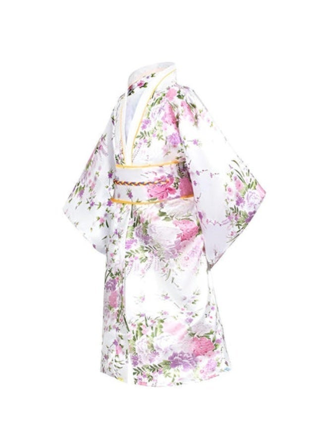 اليابانية كيمونو رداء غيشا يوكاتا فستان ساكورا زهرة الساتن رداء حمام هالوين زي للبنات - Image 5