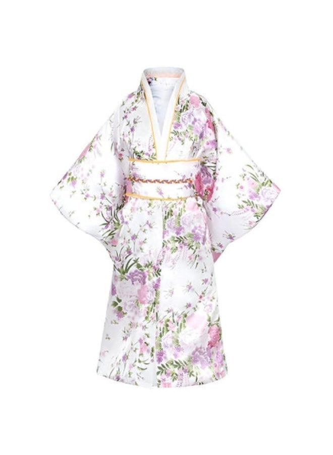 اليابانية كيمونو رداء غيشا يوكاتا فستان ساكورا زهرة الساتن رداء حمام هالوين زي للبنات - Image 4