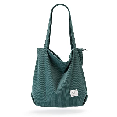 KALIDI FANCY FOREST KALIDI Women Corduroy Tote Bag Casual Tote's Handbag Big Capacity Shoulder Bag with Pockets Zippers - Image 1