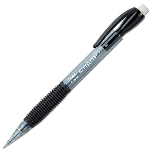 Pentel قلم رصاص ميكانيكي بنتل AL15A تشامب، 0.5 مم، برميل رمادي شفاف، دزينة - Image 2