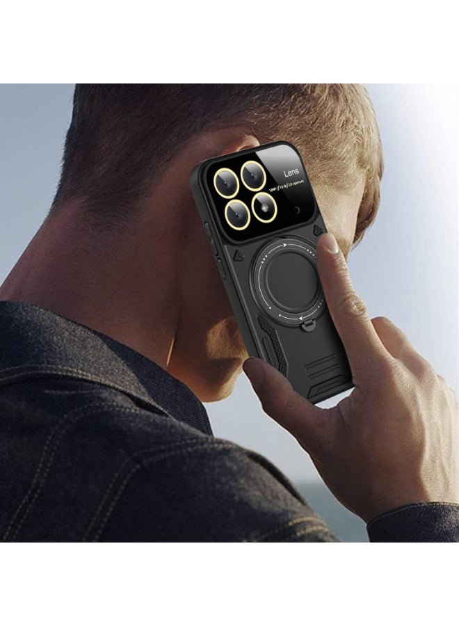 general Polycarbonate Hard Shell Compatible with Xiaomi Poco X6 Pro 5G with 360° Rotating Metal Ring, Strong Magnetic Car Holder, Compatible with Wireless Charging - Image 4