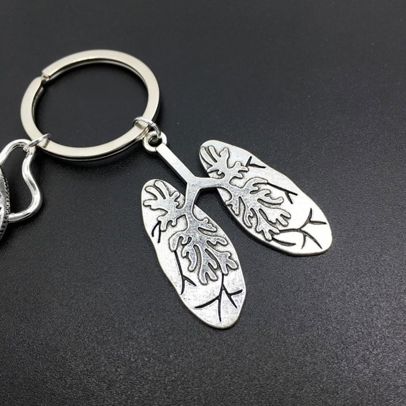 Pulmonary Lobe Keychain Medical Lung Pendant Alloy Key Ring Respiratory Therapy Accessory for Doctors Nurses and Healthcare Professionals - Image 2