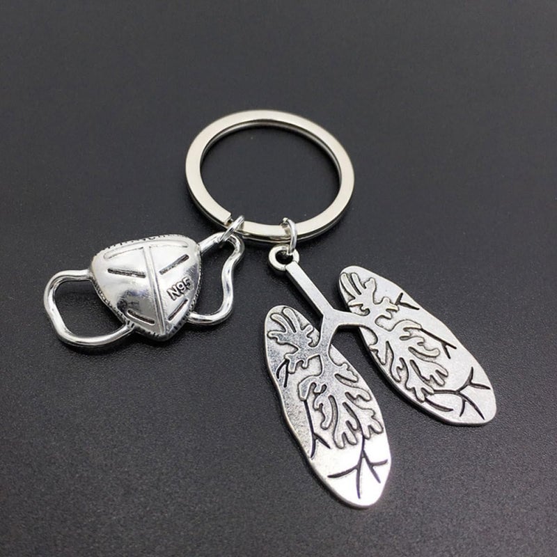 Pulmonary Lobe Keychain Medical Lung Pendant Alloy Key Ring Respiratory Therapy Accessory for Doctors Nurses and Healthcare Professionals - Image 3