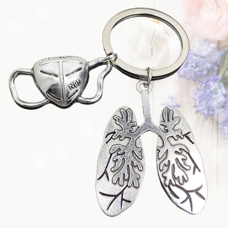 Pulmonary Lobe Keychain Medical Lung Pendant Alloy Key Ring Respiratory Therapy Accessory for Doctors Nurses and Healthcare Professionals - Image 5