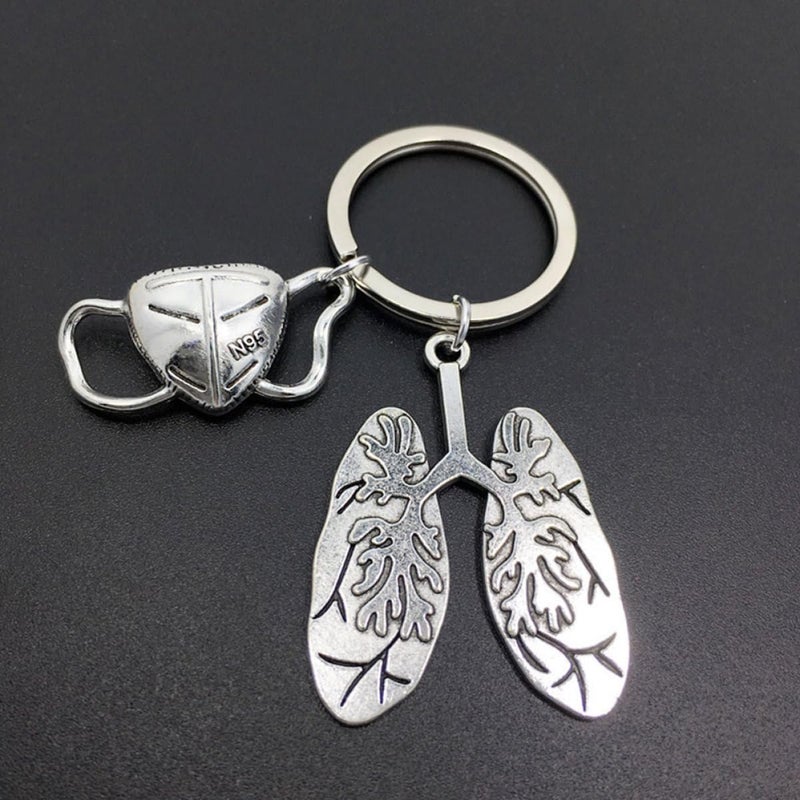 Pulmonary Lobe Keychain Medical Lung Pendant Alloy Key Ring Respiratory Therapy Accessory for Doctors Nurses and Healthcare Professionals - Image 4