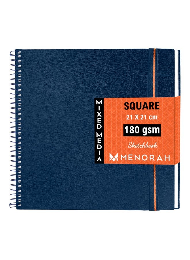 MENORAH منوراه - دفتر رسم للفنانين - مربع - 180 جرام - دفتر رسم - 100 صفحة/50 ورقة - كتاب رسم مربوط بسبيرال معدني صلب - أزرق ملكي - الحجم (21.0 × 21.0 سم) كبير - Image 1