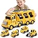Bennol Construction Truck Toys for Toddler Boy 1 2 3 4 5 Year Old Car Trucks Birthday Gifts Toys for Kids Ages 13 35 5in1 Construction Trcuk with Excavator Crane Mixer Bulldozer - Image 4