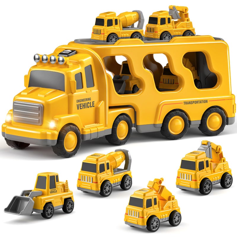Bennol Construction Truck Toys for Toddler Boy 1 2 3 4 5 Year Old Car Trucks Birthday Gifts Toys for Kids Ages 13 35 5in1 Construction Trcuk with Excavator Crane Mixer Bulldozer - Image 3