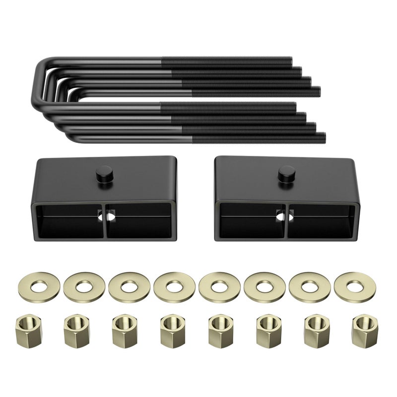 3 Rear Leveling Lift Block Kit Compatible with 19992024 Silverado 1500 Sierra 1500 3 inch Black Leveling Lift Block Extended Square UBolts