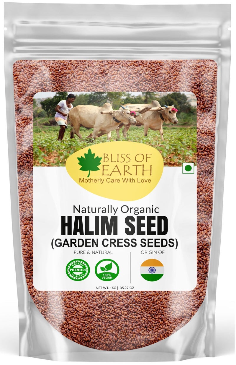 Bliss of Earth Halim Seeds 1kg | Garden Cress Seeds (Aliv Seeds) | Iron Rich Natural Superfood | Supports Energy, Hair Growth, Weight Loss, & Digestion | Edible Seeds for Daily Nutrition - Image 1