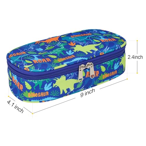 Bagseri Pencil Pen Case for Boys - Cute Pencil Case for Kids Large Capacity Pencil Pouch Organizer Multi-Slot Pencil Box for School, Pen Case Only (Blue Dinosaur) - Image 2