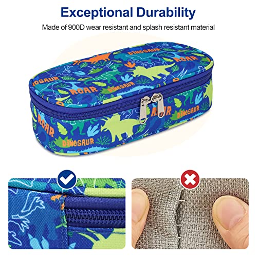 Bagseri Pencil Pen Case for Boys - Cute Pencil Case for Kids Large Capacity Pencil Pouch Organizer Multi-Slot Pencil Box for School, Pen Case Only (Blue Dinosaur) - Image 5