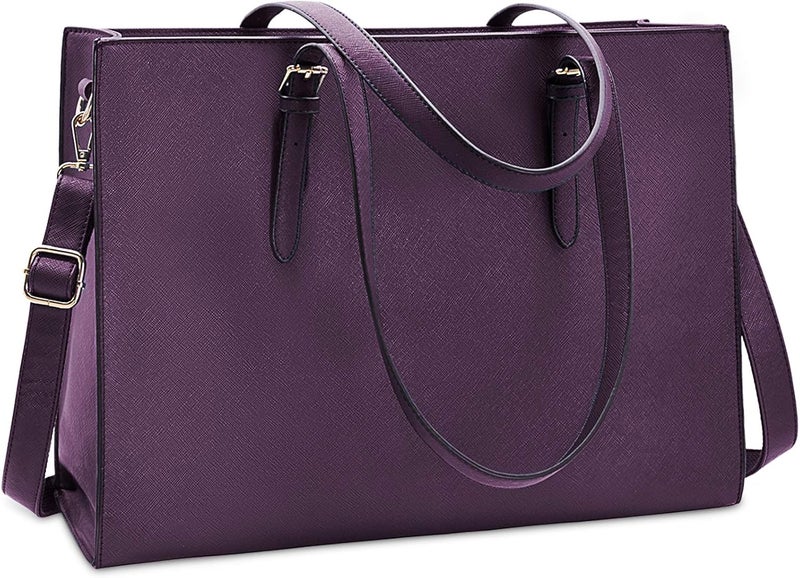 NUBILY Laptop Bag for Women Waterproof Lightweight Leather 15.6 Inch Computer Tote Bag - Image 1