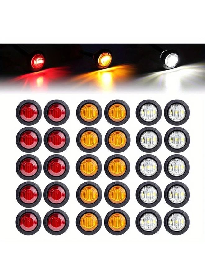 Red LED Round Side Bullet Lights 10pcs For Trucks Cars Buses Caravans - Image 1