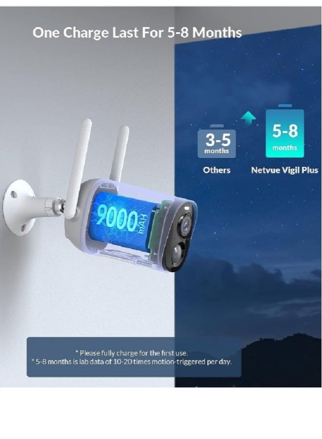 ارواق كاميرا مراقبة لاسلكية خارجية – دقة 1080P HD، بطارية قابلة للشحن 9000mAh، اكتشاف ذكي للحركة بالذكاء الاصطناعي، رؤية ليلية ملوّنة، صوت ثنائي الاتجاه، مقاومة للماء IP66، تخزين سحابي / بطاقة SD - Image 2