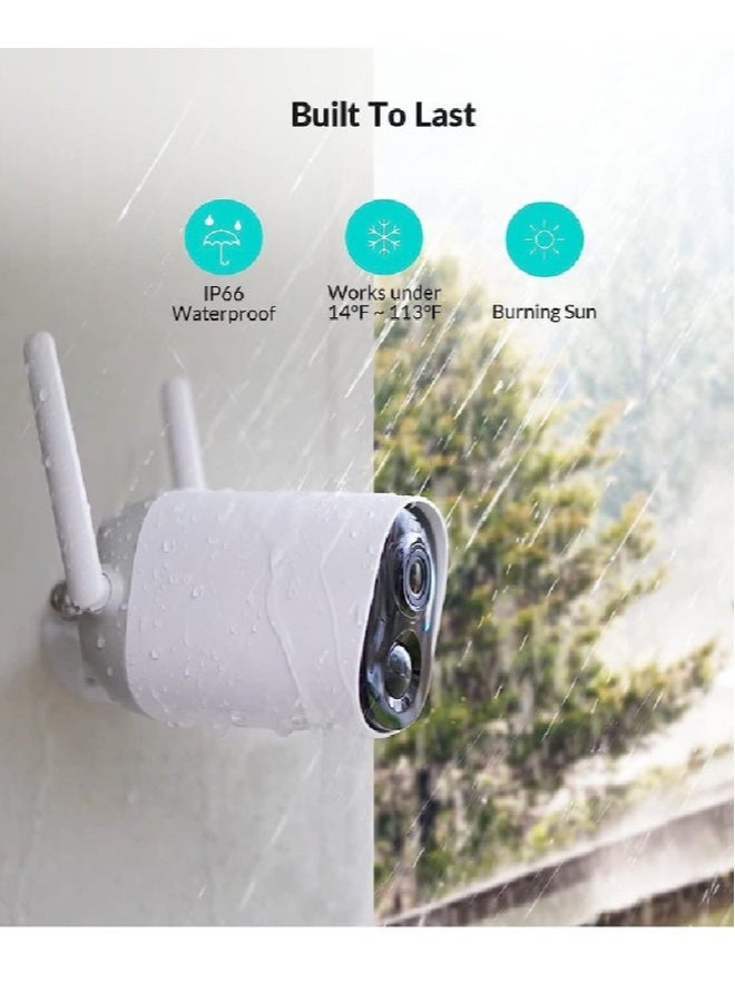 ارواق كاميرا مراقبة لاسلكية خارجية – دقة 1080P HD، بطارية قابلة للشحن 9000mAh، اكتشاف ذكي للحركة بالذكاء الاصطناعي، رؤية ليلية ملوّنة، صوت ثنائي الاتجاه، مقاومة للماء IP66، تخزين سحابي / بطاقة SD - Image 3