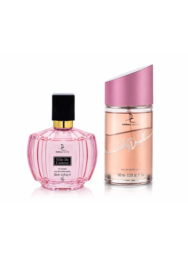 DORALL COLLECTION مجموعة عطور المرأة العصرية - فيل دي لامور 100 مل + ليدي دورال 100 مل - Image 1