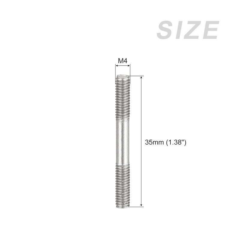 METALLIXITY Double Ended Stud Screws (M4 Thread 35mm Length) 5pcs, 304 Stainless Steel Dual Threaded Rod Bolts - for House Maintenance - Image 2