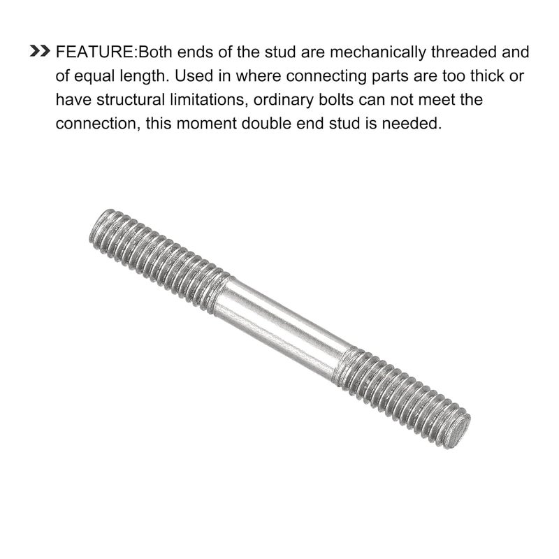 METALLIXITY Double Ended Stud Screws (M4 Thread 35mm Length) 5pcs, 304 Stainless Steel Dual Threaded Rod Bolts - for House Maintenance - Image 4