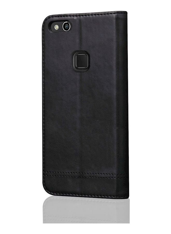 NIBEMINENT For Huawei P10 Plus Phone Case Luxury Flip Synthentic Leather Anti-Fall Shock-Absorption Protective Cover Multi Function Cits Cards Wallet Holder- Black  - Image 1