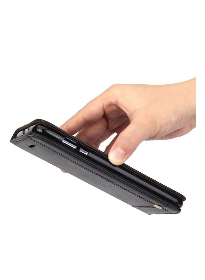NIBEMINENT For Huawei P10 Plus Phone Case Luxury Flip Synthentic Leather Anti-Fall Shock-Absorption Protective Cover Multi Function Cits Cards Wallet Holder- Black  - Image 3
