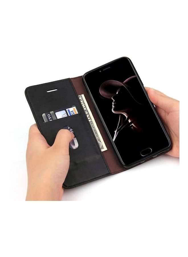 NIBEMINENT For Huawei P10 Plus Phone Case Luxury Flip Synthentic Leather Anti-Fall Shock-Absorption Protective Cover Multi Function Cits Cards Wallet Holder- Black  - Image 4