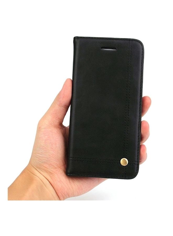 NIBEMINENT For Huawei P10 Plus Phone Case Luxury Flip Synthentic Leather Anti-Fall Shock-Absorption Protective Cover Multi Function Cits Cards Wallet Holder- Black  - Image 5