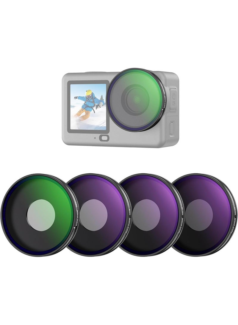 NEEWER CPL + ND Filter Set Compatible with DJI Osmo Action 6 Only, 4 Pack ND8/16/32 Adjustable Circular Polarizing, Lens Polarizer, Screw On Multicoated Action Camera Photography Accessories, FL-B100 - Image 1
