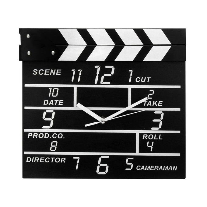 LARGE RETRO CINEMA MOVIE SLATE ANALOG WALL CLOCK CLAPPER FILM MODERN HOME THEATER MOVIE REELS POPCORN WALL DECOR HOME DECORATIONSGIFT FOR MOVIE LOVER FRIENDS AND FAMILY