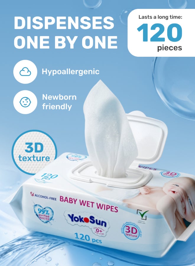 YokoSun Baby Water Wipes 99% Water 120Pcs - Image 4