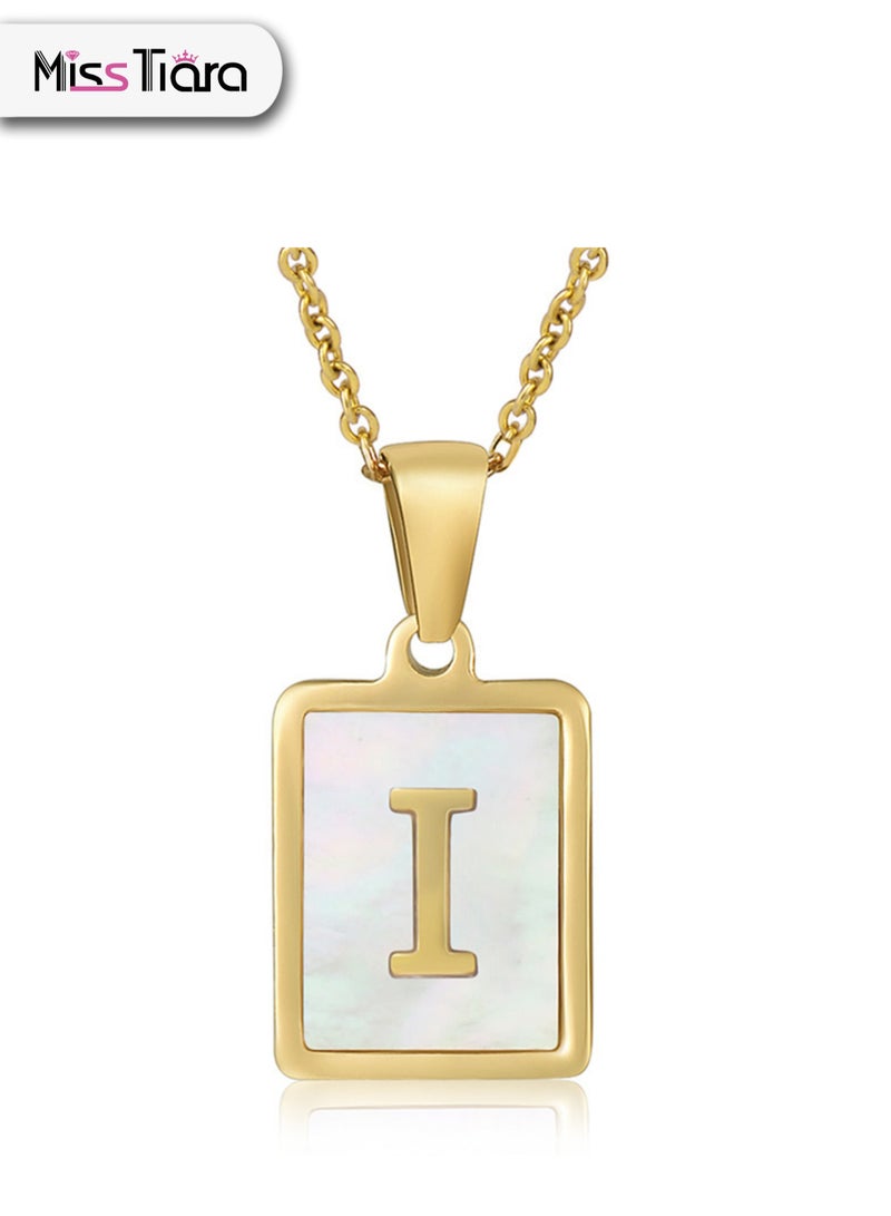 MissTiara Capital Letter A-Z Initial Chain Necklace For Girls Women Stainless Steel Square Charm A-Z Alphabet Pendant Necklace Good idea for birthday gifts graduation commemorations or classmate gifts - Image 1