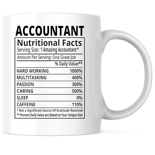Bliss Monkey Co. Accountant Nutrition Facts Coffee Mug - 11 Ounce White Handle Coffee Cup - CPA Accountant Printed On Both Sides - Dishwasher and Microwave Safe - Premium Quality Ceramic - BMCM00229 - Image 1