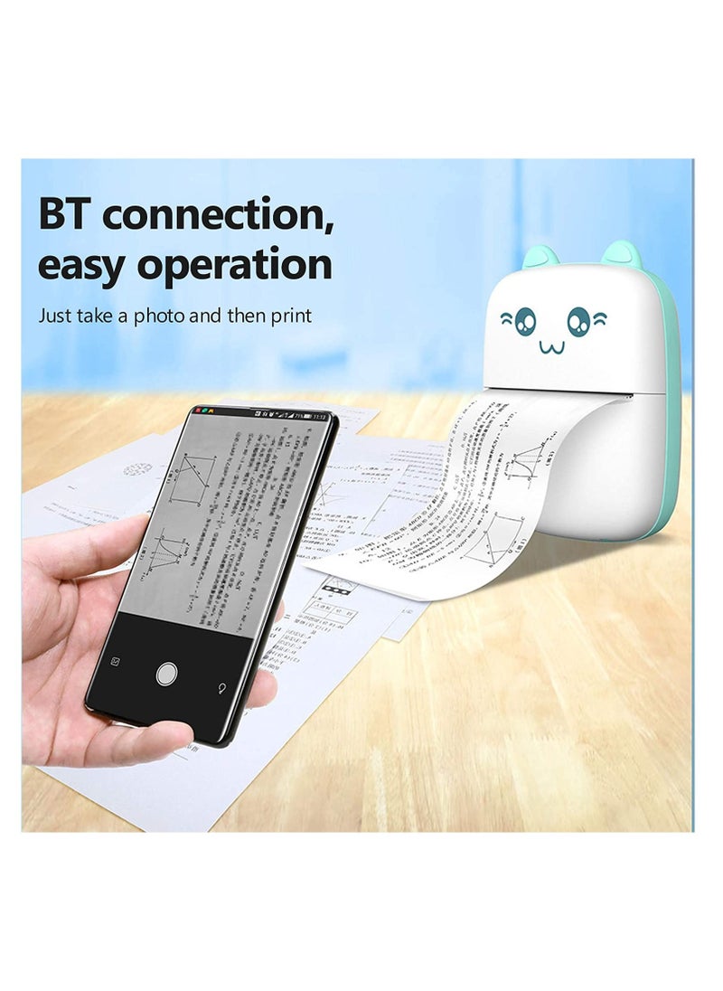 ELTRAZONE - Portable Mini Pocket Printer BT Thermal Printer with Thermal Printing Paper USB Cable for Note Photo Web Document Printing - Image 1