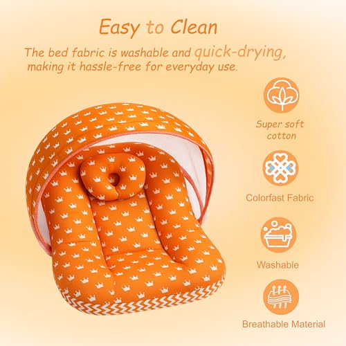 Infantbond New Born Baby Bedding Mosquito Net | Nest | Carry Bed | Carry Bag | Blanket (0-6 Months) (Orange Crown) - Image 5