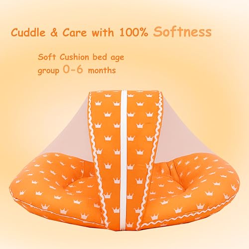 Infantbond New Born Baby Bedding Mosquito Net | Nest | Carry Bed | Carry Bag | Blanket (0-6 Months) (Orange Crown) - Image 4