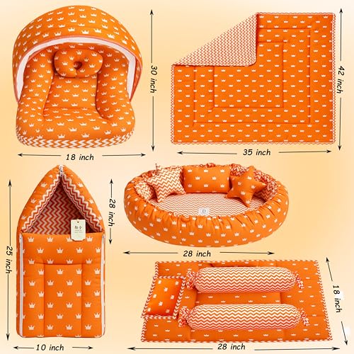 Infantbond New Born Baby Bedding Mosquito Net | Nest | Carry Bed | Carry Bag | Blanket (0-6 Months) (Orange Crown) - Image 3