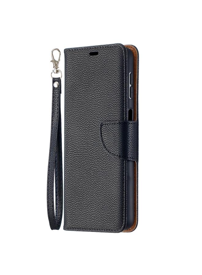 اس-توب جراب لهاتف Samsung Galaxy A32 5G من جلد البولي يوريثان بتصميم ليتشي بلون نقي مع حامل وفتحات للبطاقات ومحفظة وحبل تثبيت - Image 2