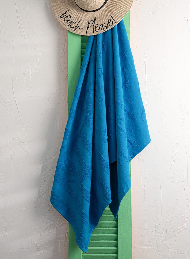 ZYMTA XL Beach Towel - 90x170cm | Turkish Cotton Sea Anchor | Super Soft Absorbent | Blue for Pool & Travel  - Image 3
